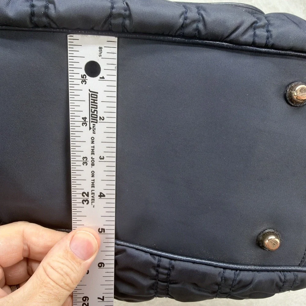 Coach‎ Tote Bag Women's Navy Nylon Leather Trim Shoulder Purse Zip Top